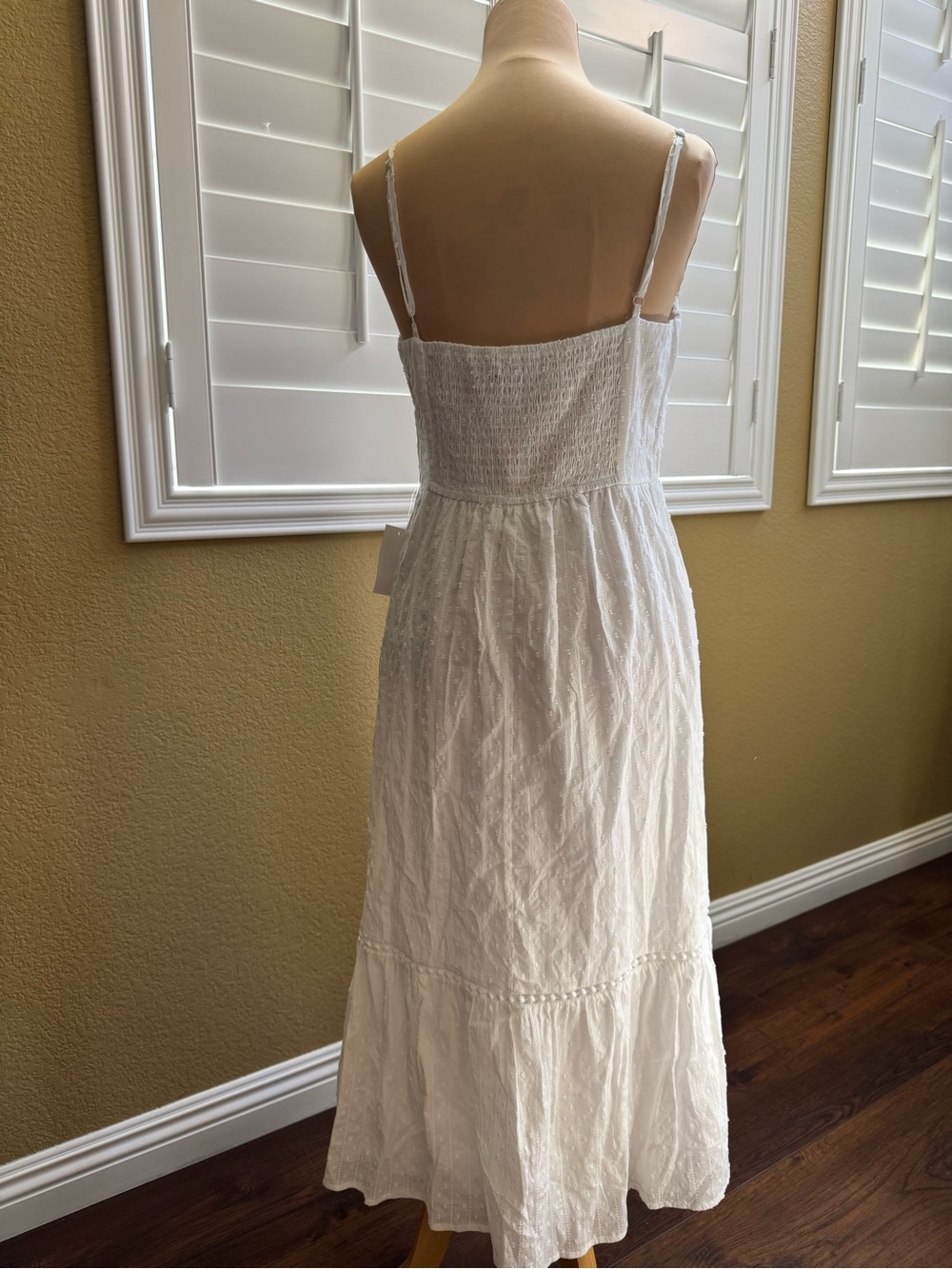 -NEW-White Midi Sundress with Spaghetti Straps - Picture 6 of 9